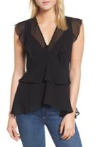 Women's Chelsea28 High/low Chiffon Top, Size - Black