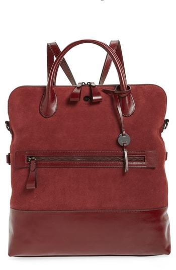 Lodis Los Angeles Nia Convertible Leather Backpack - Burgundy