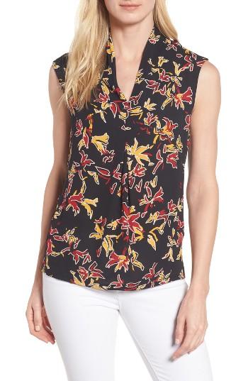Women's Chaus Print Pleat Front Top