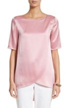 Women's St. John Collection Liquid Satin High/low Top, Size - Pink