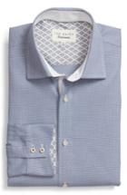 Men's Ted Baker London Murgese Trim Fit Geometric Dress Shirt 32/33 - Grey