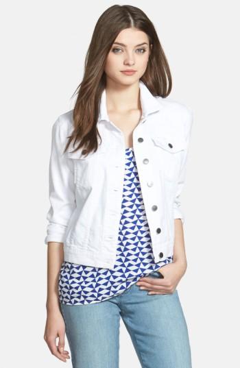 Petite Women's Kut From The Kloth 'helena' Denim Jacket, Size P - White