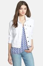 Petite Women's Kut From The Kloth 'helena' Denim Jacket, Size P - White