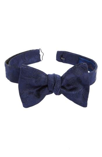 Men's David Donahue Paisley Silk Bow Tie, Size - Blue