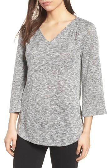 Women's Chaus Heathered V-neck Top - Grey