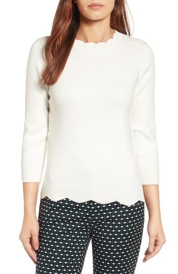 Women's Halogen Scallop Edge Sweater - Ivory