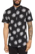 Men's Calibrate Trim Fit Floral Short Sleeve Sport Shirt - Black