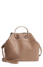 Leith Metal Handle Faux Leather Tote Bag - Beige