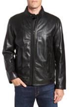 Men's Andrew Marc Emerson Lightweight Leather Moto Jacket, Size - Black