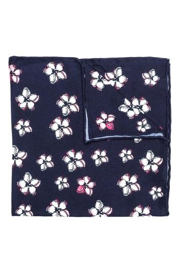 Men's Hook + Albert Lanai Floral Silk Pocket Square, Size - Blue