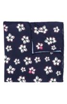 Men's Hook + Albert Lanai Floral Silk Pocket Square, Size - Blue