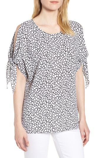 Women's Michael Michael Kors Graphic Leopard Tie Sleeve Blouse