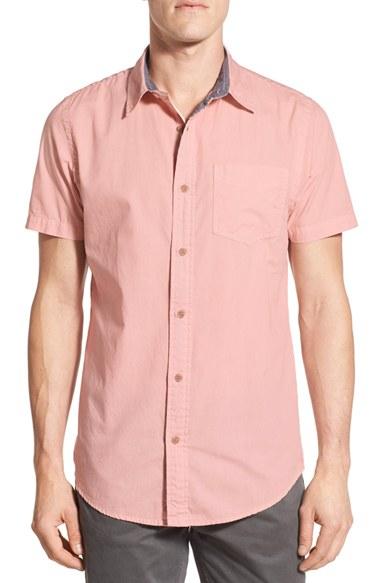 Men's Original Paperbacks 'torino' Short Sleeve Woven Shirt - Pink