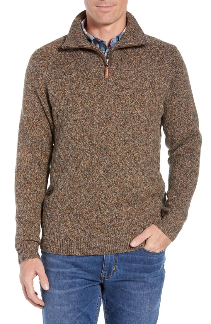 Men's Tommy Bahama Irazu Half Zip Sweater - Brown