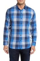Men's Tommy Bahama Dual Lux Standard Fit Check Sport Shirt, Size - Blue