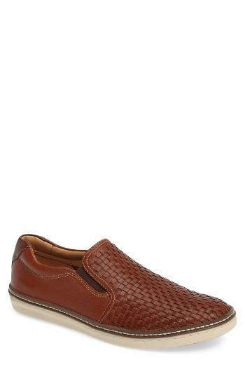 Men's Johnston & Murphy Mcguffey Woven Slip-on Sneaker M - Brown