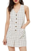 Women's Topshop Check Button Romper Us (fits Like 0) - White