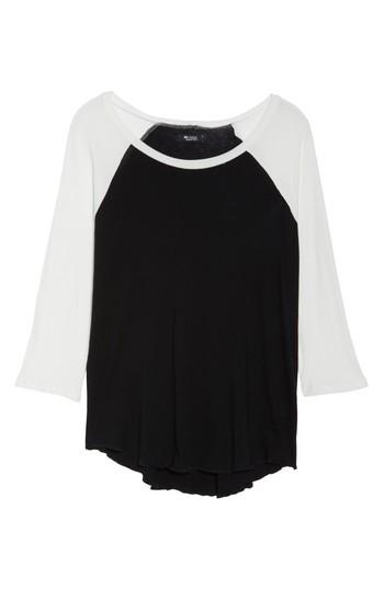 Women's Michael Lauren Boyfriend Raglan Tee - Black