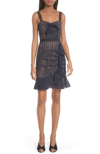 Women's Self-portrait Knot Front Broderie Anglaise Dress - Blue