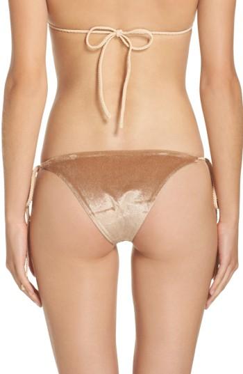 Women's Frankies Bikinis Knox Crushed Velvet Bikini Bottoms - Metallic