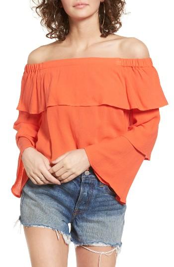 Women's Chloe & Katie Tiered Ruffle Off The Shoulder Top - Orange