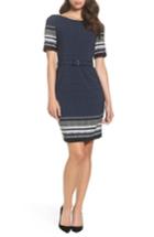 Women's Adrianna Papell Mixed Herringbone Sheath Dress - Blue