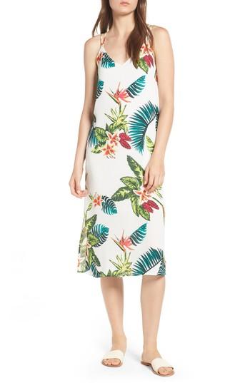 Women's Strappy Floral Print Midi Dress - Pink