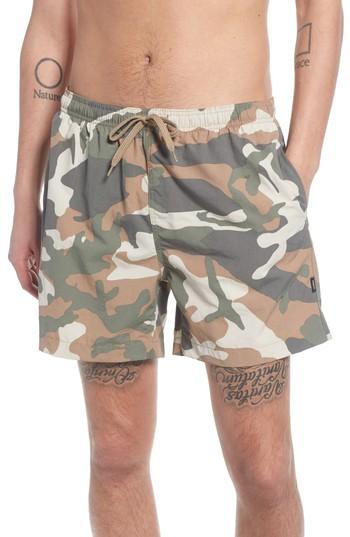 Men's Wesc Zack Camo Swim Trunks - Green