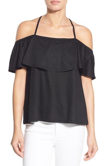 Women's Chelsea28 Off The Shoulder Ruffle Top, Size - Black