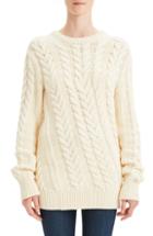 Women's Theory Twisting Cable Crewneck Sweater - Ivory