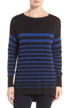 Petite Women's Caslon Zip Back High/low Tunic Sweater P - Black