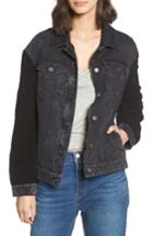 Women's Levi's Trucker Jacket With Fleece Sleeves - Black