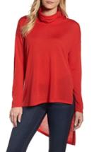 Women's Eileen Fisher Asymmetrical Merino Wool Sweater, Size - Red