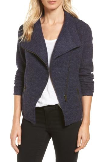Petite Women's Halogen Knit Moto Jacket P - Blue