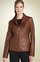 Women's Cole Haan Lambskin Leather Scuba Jacket