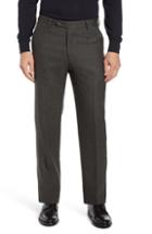 Men's Berle Manufacturing Flat Front Solid Wool Trousers - Green
