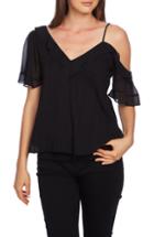 Women's Saint Laurent Eyelet Button-up Shirt Us / 34 Fr - Black