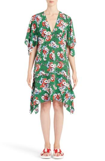 Women's Msgm Floral Silk Chiffon Dress