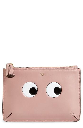 Women's Anya Hindmarch Eyes Leather Zip Pouch - Pink
