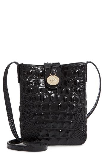 Brahmin Marley Croc Embossed Leather Crossbody Bag - Black