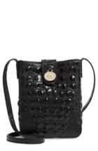 Brahmin Marley Croc Embossed Leather Crossbody Bag - Black