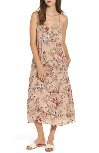 Women's Band Of Gypsies Crochet Trim Floral Slipdress - Beige