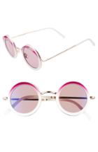 Women's Cutler And Gross 44mm Polarized Round Sunglasses - White/ Gold Metal