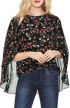 Women's Vince Camuto Twilight Floral Crepe Cape Blouse - Purple
