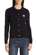 Women's Comme Des Garcons Play Wool Cardigan - Blue