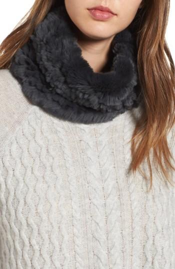 Women's Jocelyn Genuine Rabbit Stretch Cowl, Size - Grey