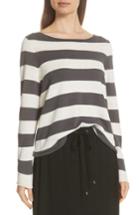 Women's Eileen Fisher Stripe Cotton & Hemp Sweater, Size - White