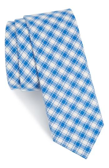 Men's The Tie Bar Mesh Plaid Cotton Tie, Size - Blue