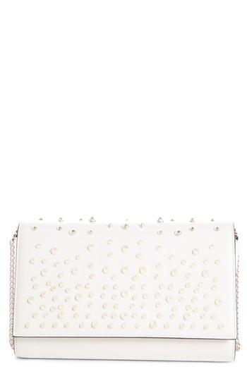 Christian Louboutin Paloma Spiked Calfskin Clutch - White