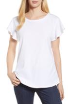 Women's Bobeau Flutter Sleeve Tee, Size - White